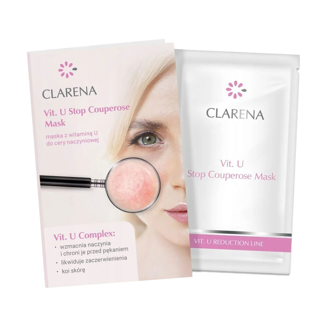 Заспокійлива кремова маска для обличчя Clarena Vit.U Reduction Line Vit.U Stop Couperose Mask з ознаками розацеа і куперозу, 5 мл